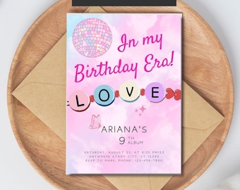Customizable In my birthday era swifie Party Invitation: Girly Milestone Birthday Celebration for Girls