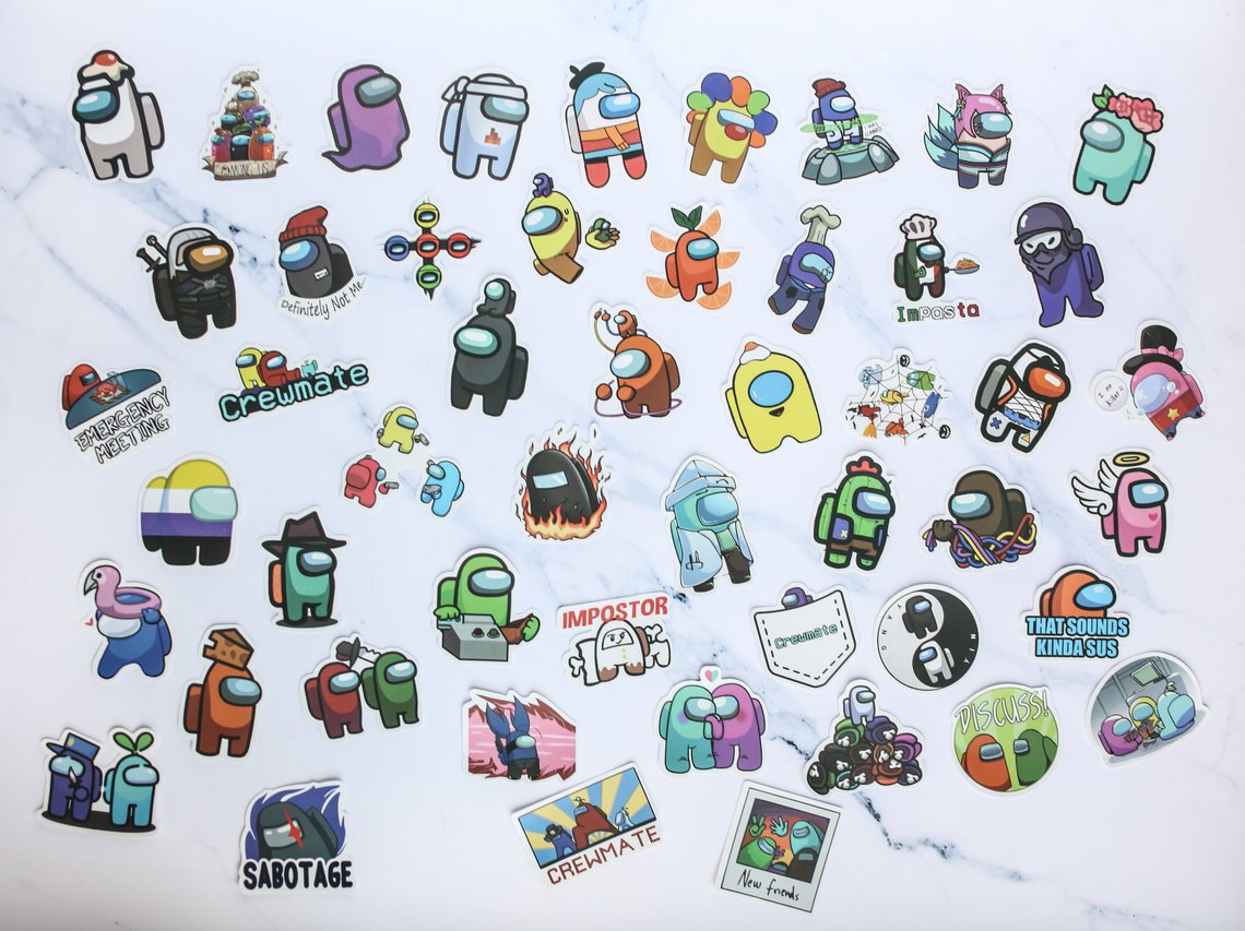 AmongUs 50 Pack Stickers Vinyl Stickers Waterproof | Etsy