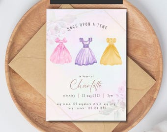 Customizable Princess Dance Party Invitation: Girly Milestone Birthday Celebration for Girls