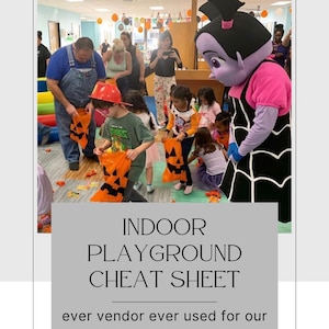 Indoor playground cheat sheet every vendor we have every used, Ebook. 15 pages. vendors we use to operate a Playroom for kids business.