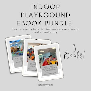 How to start an indoor playground, Ebook 3 Book Bundle 6 step guide to a Playroom for kids business a cheat sheet social media ideas