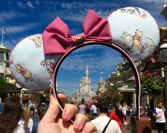 Pink and Red Sequin Winnie The Pooh Disney Minnie Mouse Ears