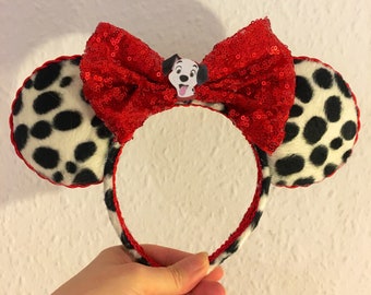 101 Dalmatians Disney Ears Headband | Red Dalmatians Lucky Mickey Mouse Hairband| Cruella De Vil Ears