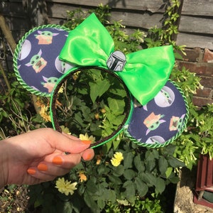 Orejas de Mickey Mouse de Disney de Baby Yoda de The Mandalorian, diadema de Star Wars de Disney, diadema de Minnie Mouse