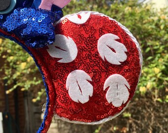 CLGIFT Disney Minnie Maus Ohren Kopfband – Handgefertigt, Mit Pailletten, In Verschiedenen Farben Wie Rot-gold & Regenbogen-Glitzer
