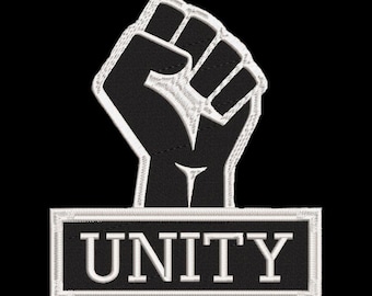 Black Lives Matter Unity Patch Iron on or Sew On 3 in by 3.5 in Blk/White Patch
