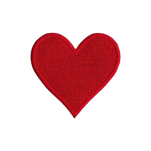 Solid Red Heart Shapes 2 Pack Iron On Embroidered Patch and Applique Small Heart and Large Heart