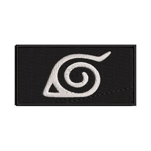 May include: Black embroidered patch with a white swirl design. The swirl is a stylized eye with a spiral inside.