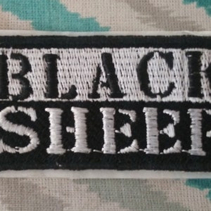 Black Sheep  3.5" by 1.57" Iron on or Sew on Patch Applique for Jackets, Coats, Bags, Backpacks, Hats, and more