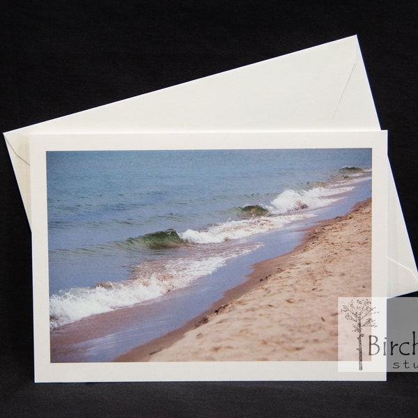 Lake Michigan Shore and Waves Card or Fine Art Print or Metal Print, Birchtree Studio Cards, Printed Greeting Cards, Nature Cards