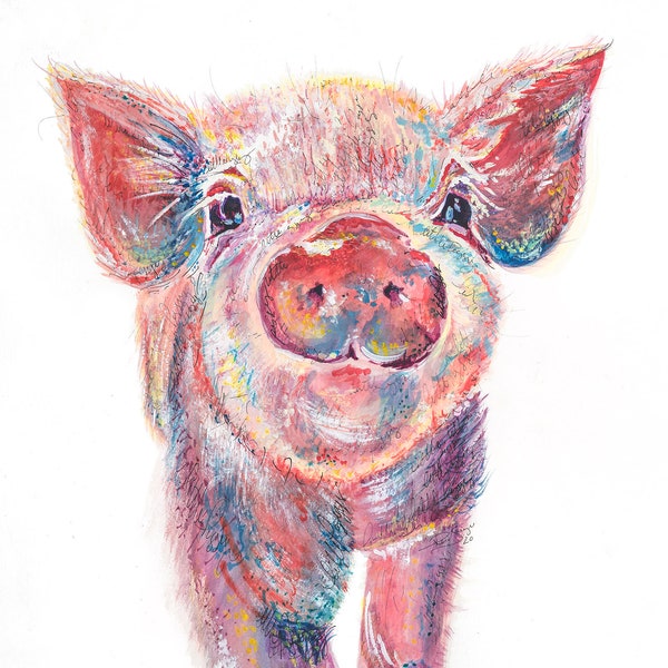 Pig Watercolor - Etsy