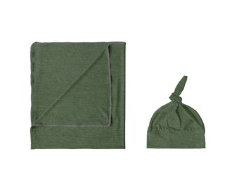 olive green swaddle set