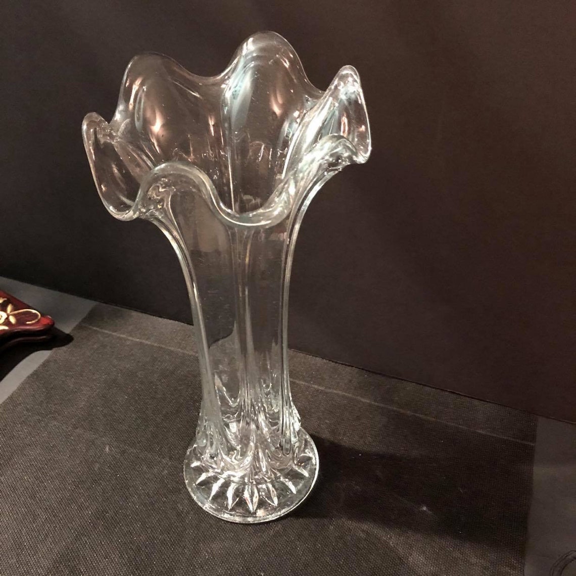 Antique art glass vase EAPG Heisey swung clear drape vase Etsy