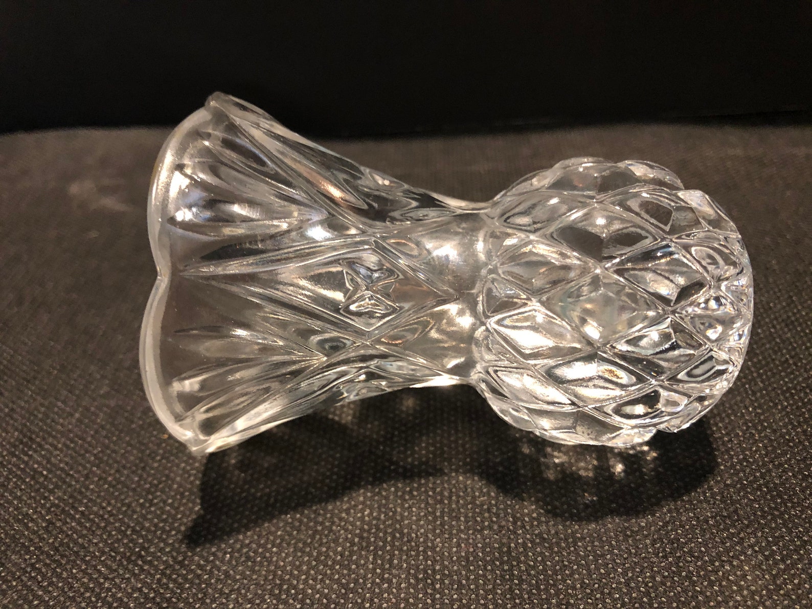 Vintage lead crystal toothpick holder scalloped rim pineapple Etsy