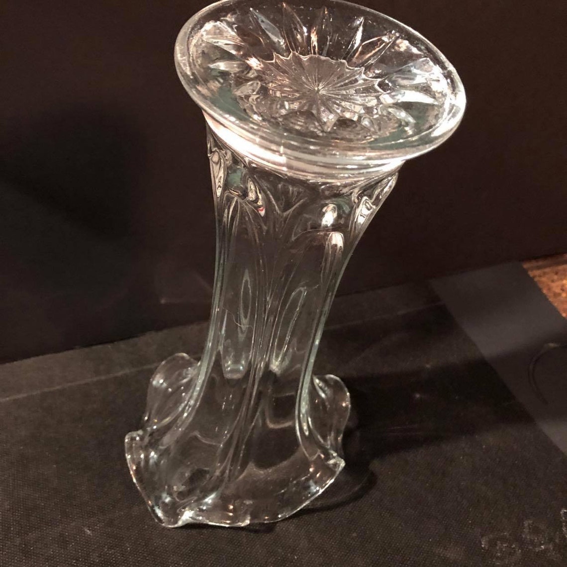 Antique art glass vase EAPG Heisey swung clear drape vase Etsy