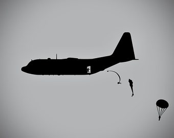 C-130 Static Line Paratrooper Drop Arte de pared de acero