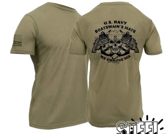 Boatswain&#39;s Mate T-shirt - Coyote Brown Military Uniform Shirt - We Own The Sea BM Veteran
