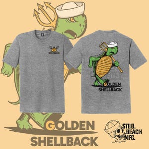 Golden Shellback Turtle T-Shirt - 180th Meridian - Navy Veteran Equator International Dateline