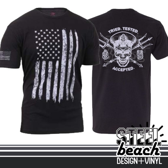 Navy Chief Skull Tshirt Distressed Flag 