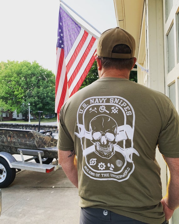 Navy SNIPE T-shirt Distressed Flag Shirt Navy Engineering 