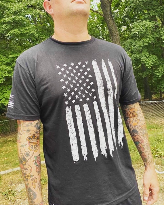 Navy BM Tee OD Green Distressed Flag Shirt Navy Pride 