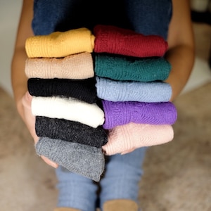 Warm Cozy Wool Socks, High Quality Lambs Wool Socks For Women, 12 Colors Organic Outdoor Indoor Socks, Knitted Socks, Gift for Her, for Mom Purple