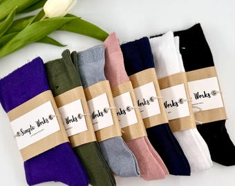 Calcetines de mujer de bambú natural y algodón en 7 colores, transpirables, cómodos y orgánicos, ideales para la primavera.