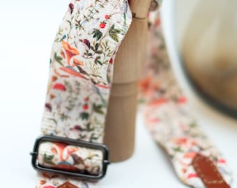 Correa para bolso de cámara con estampado de hongos, correa cruzada ajustable de algodón