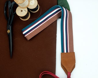 Correa de cámara personalizada retro hecha a mano, correa personalizada para fotógrafos, soporte para cámara DSLR, repuesto de cámara a rayas, regalo para él