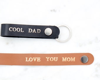 Genuine Leather Key Rings, Key holders, Attachable key rings, personalized keyring, personalized gift for dad for mom, snap-on key holder