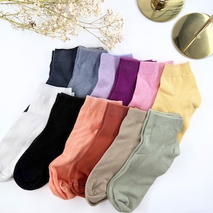 12 colours Pastel Bamboo and Cotton Ankle Socks: Soft Eco-Friendly Low Cut Socks