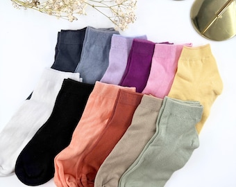 Calcetines tobilleros de bambú y algodón pastel en 12 colores: calcetines bajos suaves y ecológicos.