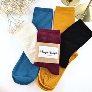 Customized Embroidered Eco-Friendly Bamboo Crew Socks: Ultra Soft Minimalist Style, Initial socks, Christmas Stocking Filler, Family Gift