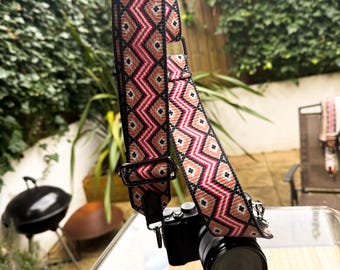 Correa para bolso de cámara tejida a mano, bandolera ajustable retro burdeos