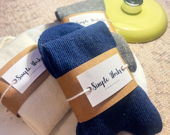 Lambswool Socks Set, Unisex Organic Wool Blend, Navy, Cream, Grey (3 Pairs)