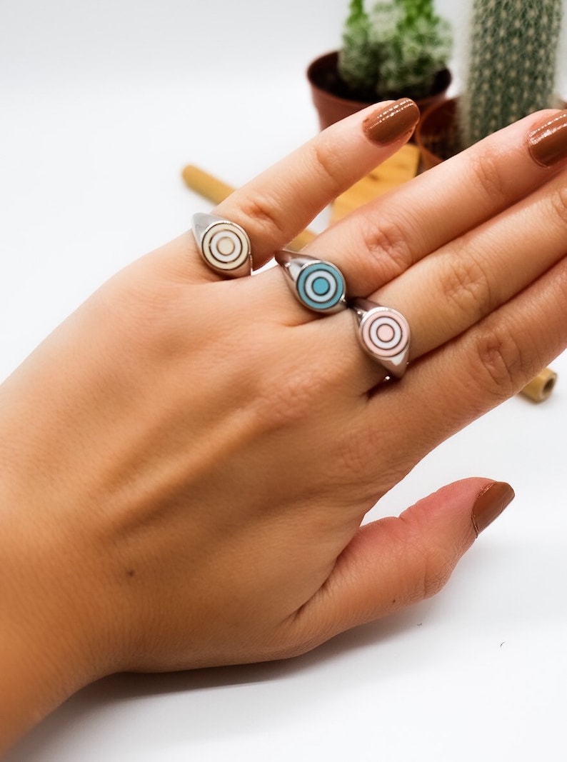 925 Sterling Silver Ring Signet Ring Handmade Ring 18K Gold Plated Ring Hypnose Ring Gift For Her Little Finger Ring Adjustable Ring