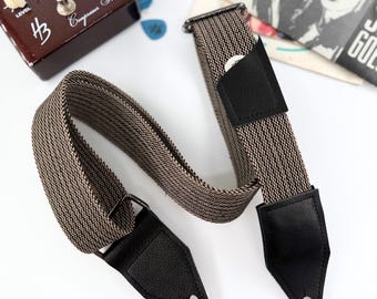 Denim Wide Guitar Strap, Upcycled Leather Double Layer Ends, Leather Guitar Strap, Gift for Her, Gift for Him, Thick Strong Guitar Strap