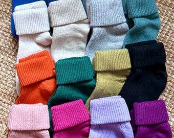 Calcetines de lana para botas, 14 colores diferentes, calcetines de lana de cordero de alta calidad para mujer, calcetines tobilleros orgánicos de colores, calcetines de punto