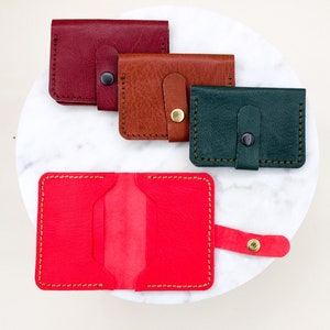 Cartera con tarjetero de cuero genuino personalizada, tarjetero de visita, tarjetero hecho a mano, tarjetero cosido a mano, tarjetero delgado