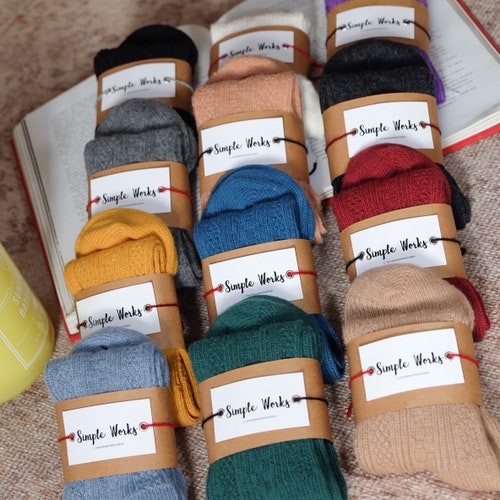 Warm Cozy Wool Socks, High Quality Lambs Wool Socks For Women, 19 Colors Natural Outdoor Indoor Socks, Knitted Socks, Gift for Her, for Mom