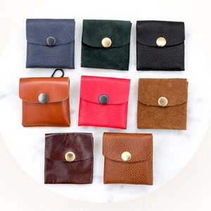 Bolsa de moedas de couro genuíno para presente personalizado, chaveiros para moedas, porta-moedas anexável, mini bolsa feita à mão, bolsa de couro artesanal, porta-moedas