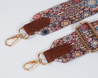 Correa para bolso de cámara tejida con flores, correa ajustable para bandolera