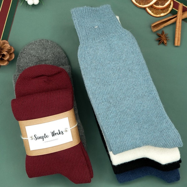 Calcetines cálidos y acogedores de lana lisa, calcetines unisex de lana de alta calidad, puros y orgánicos, calcetines coloridos, calcetines para caminar, regalo para hombre, 8 colores diferentes