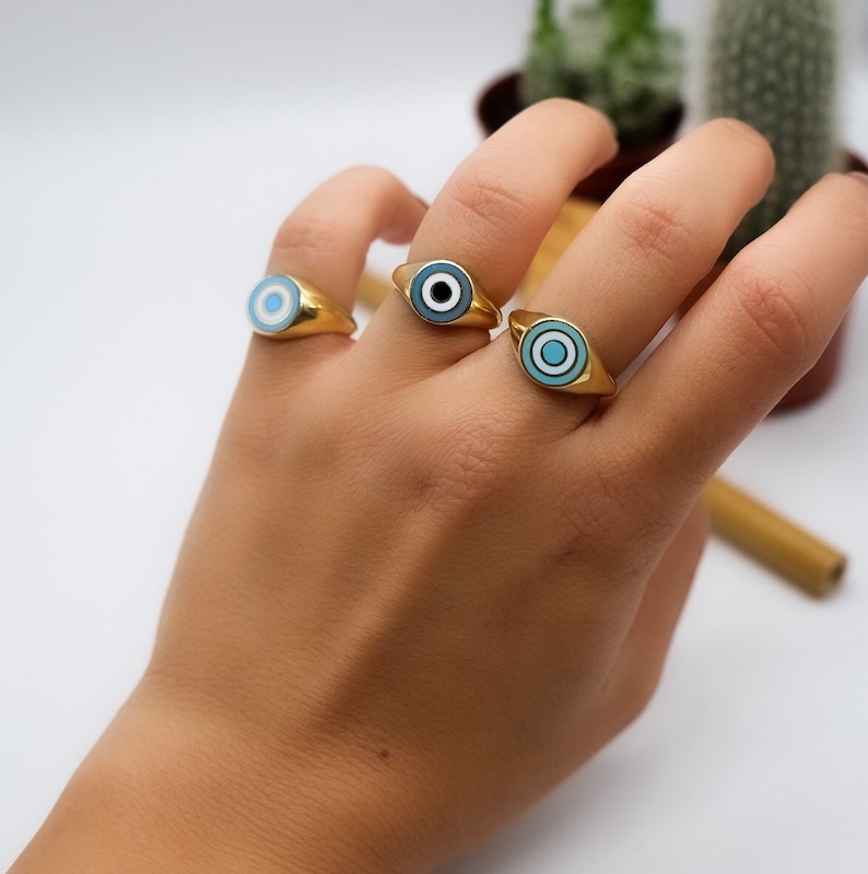 925 Sterling Silver Ring Signet Ring Handmade Ring 18K Gold Plated Ring Hypnose Ring Gift For Her Little Finger Ring Adjustable Ring