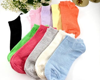 Calcetines tobilleros invisibles de algodón en tonos pastel (11 opciones de color): Calcetines bajos de algodón puro y suave.