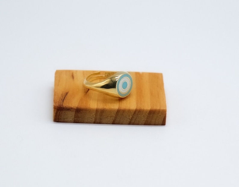 925 Sterling Silver Ring Signet Ring Handmade Ring 18K Gold Plated Ring Hypnose Ring Gift For Her Little Finger Ring Adjustable Ring