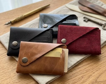 No-Sew Origami Wallet, Folded Leather Card Holder, Stitchless Minimalist Wallet, Slim Pocket Wallet, Handmade Leather Wallet, Unique Gift