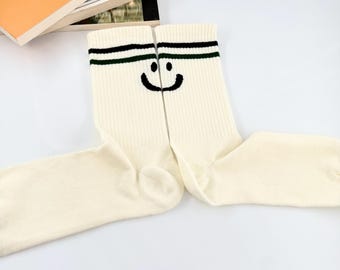 Calcetines Planet, Calcetines Smiley: Calcetines retro de caña alta, Regalo divertido para ella/él, Calcetines espaciales de algodón suave, Calcetines con caritas felices