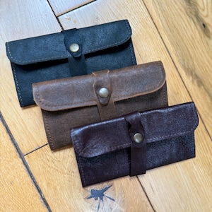 Estuche para tabaco de cuero genuino hecho a mano, estuche para liar cigarrillos, estuche de cuero, estuche para pipa, estuche para joyas, regalo de Navidad, obsequio navideño