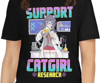 Catgirl Research T-Shirt – Cute Anime Meme, Neko Kawaii Aesthetic
